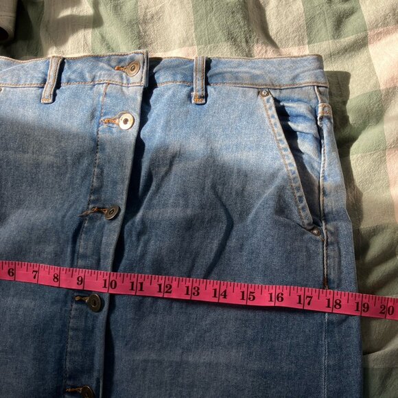 Anthropologie Pilcro & the Letterpress Denim Skirt Womens 10 Button Front Pencil - Picture 7 of 9
